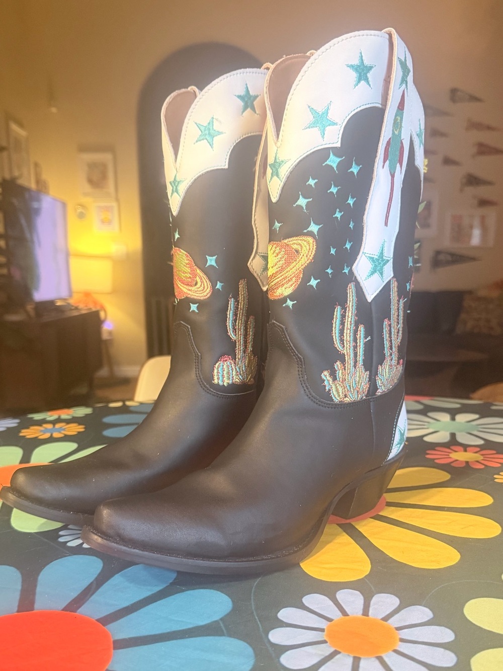 Dingo Space Cowgirl Black Leather Western Boot